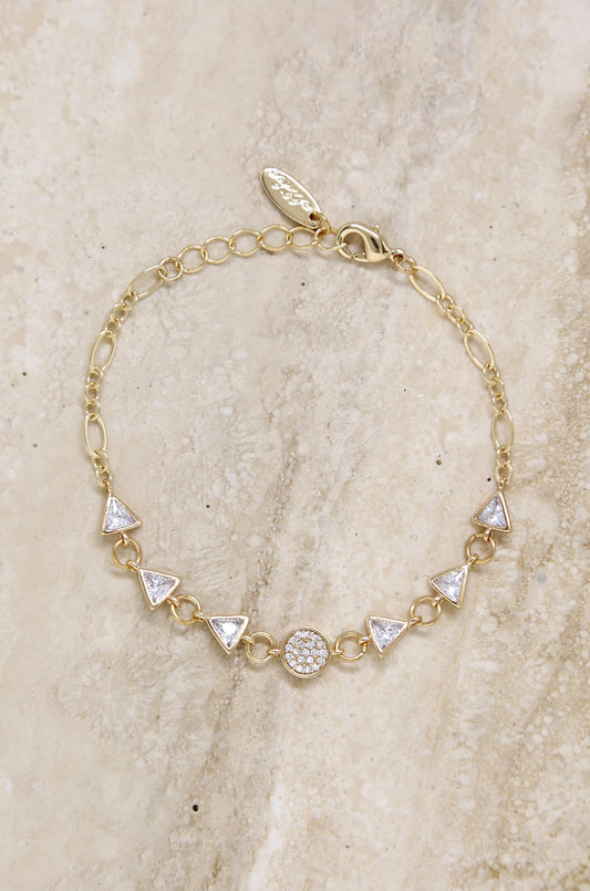 Carolyn Crystal Shape 18k Gold Plated Bracelet