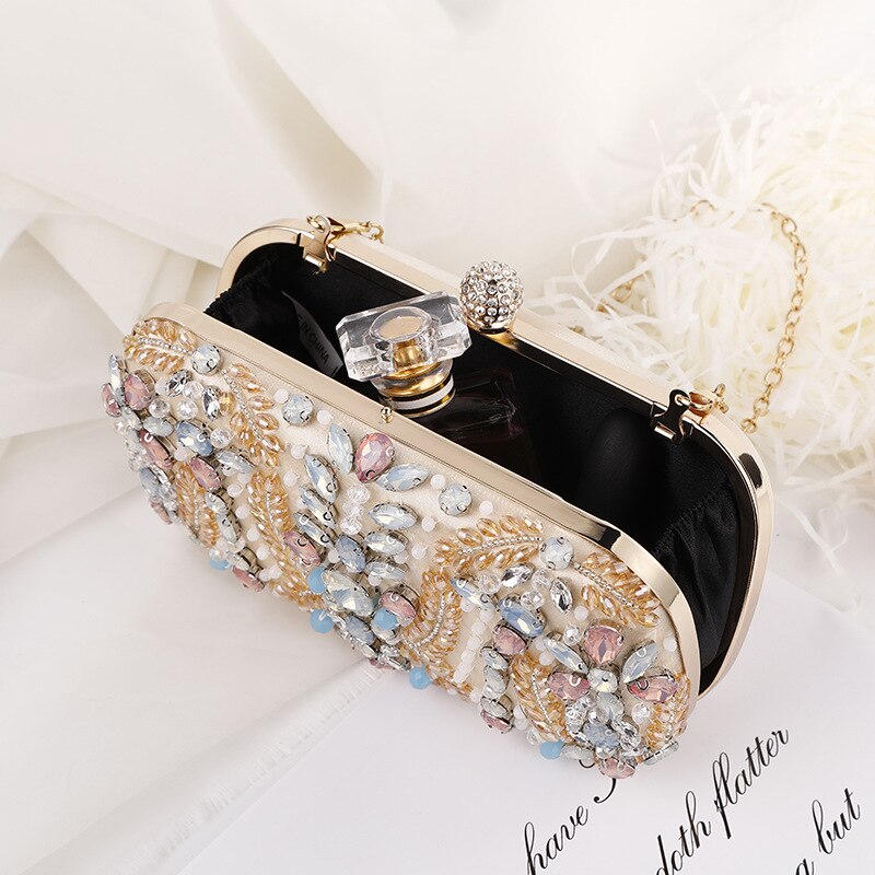 Luxury Rhinestone Crystal Clutch Purse with Chain