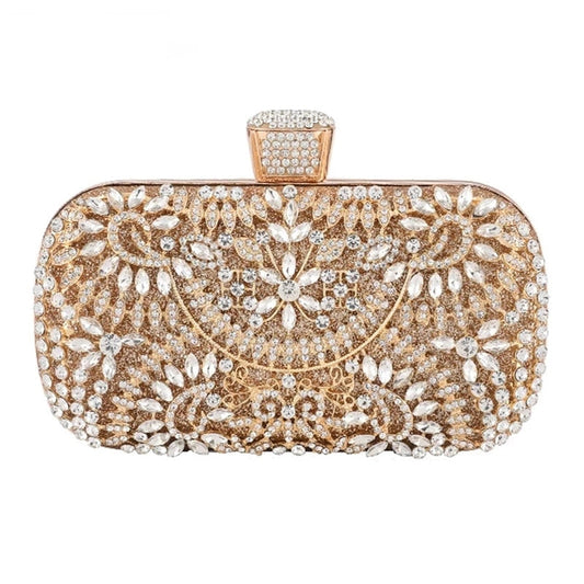 Golden Diamond Evening/Wedding Clutch Purse with Chain