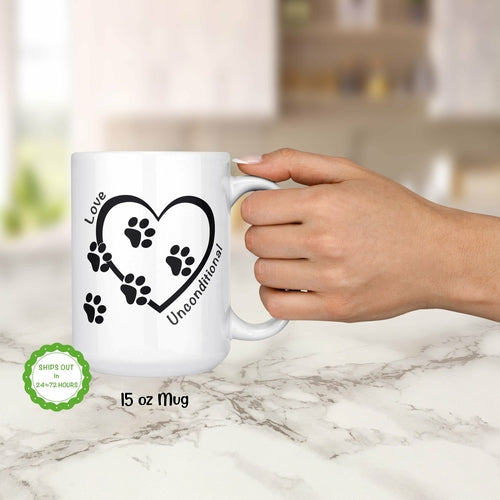 Dog Love Unconditional Heart Mug