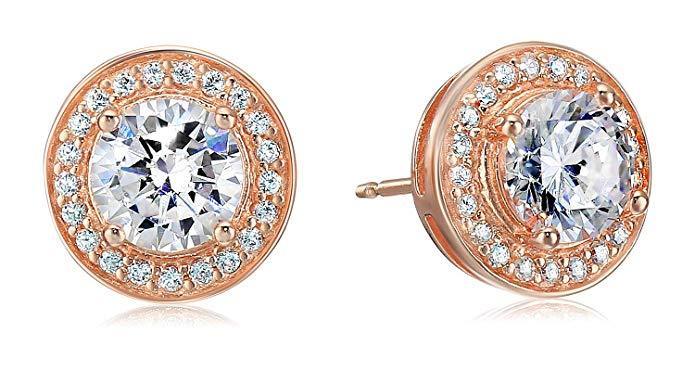 Halo Stud Earrings with Crystals with FREE Gift Box