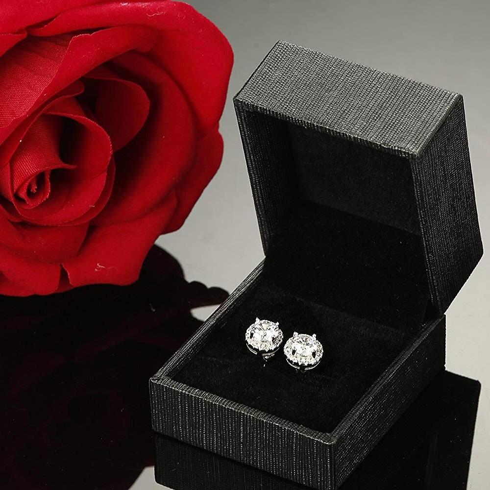 Halo Stud Earrings with Crystals with FREE Gift Box