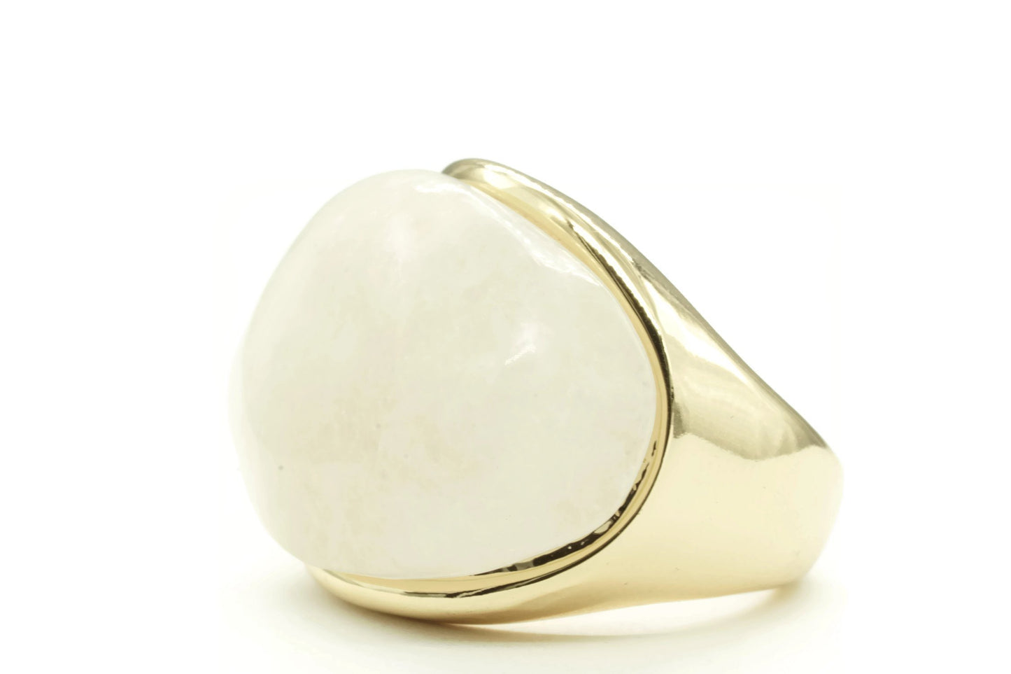 Large Oval Genuine White Stone Ring