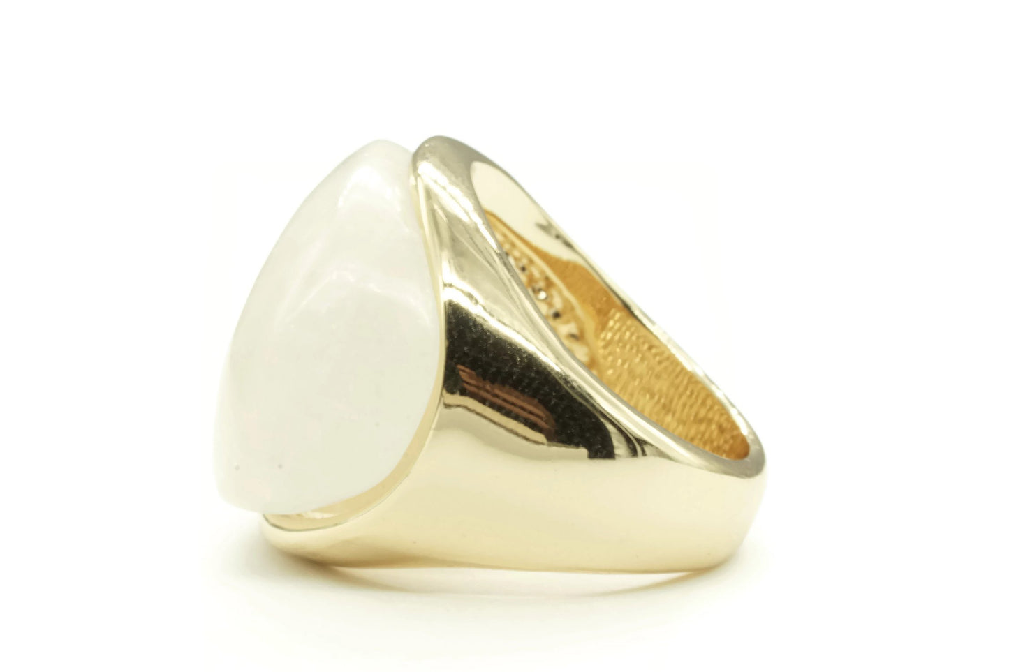 Large Oval Genuine White Stone Ring