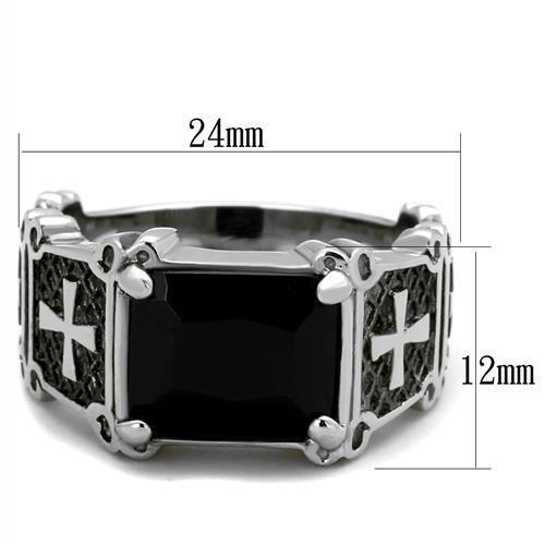 High polished (no plating) Stainless Steel Ring with Cross Design