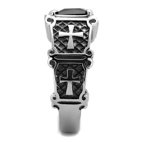 High polished (no plating) Stainless Steel Ring with Cross Design