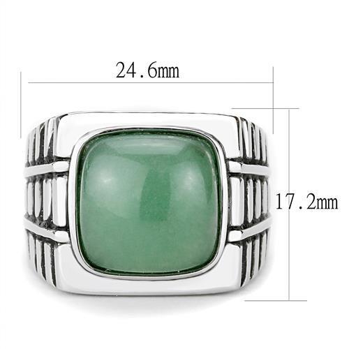 Green Stone High polished (no plating) Stainless Steel Ring