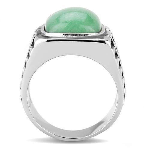 Green Stone High polished (no plating) Stainless Steel Ring