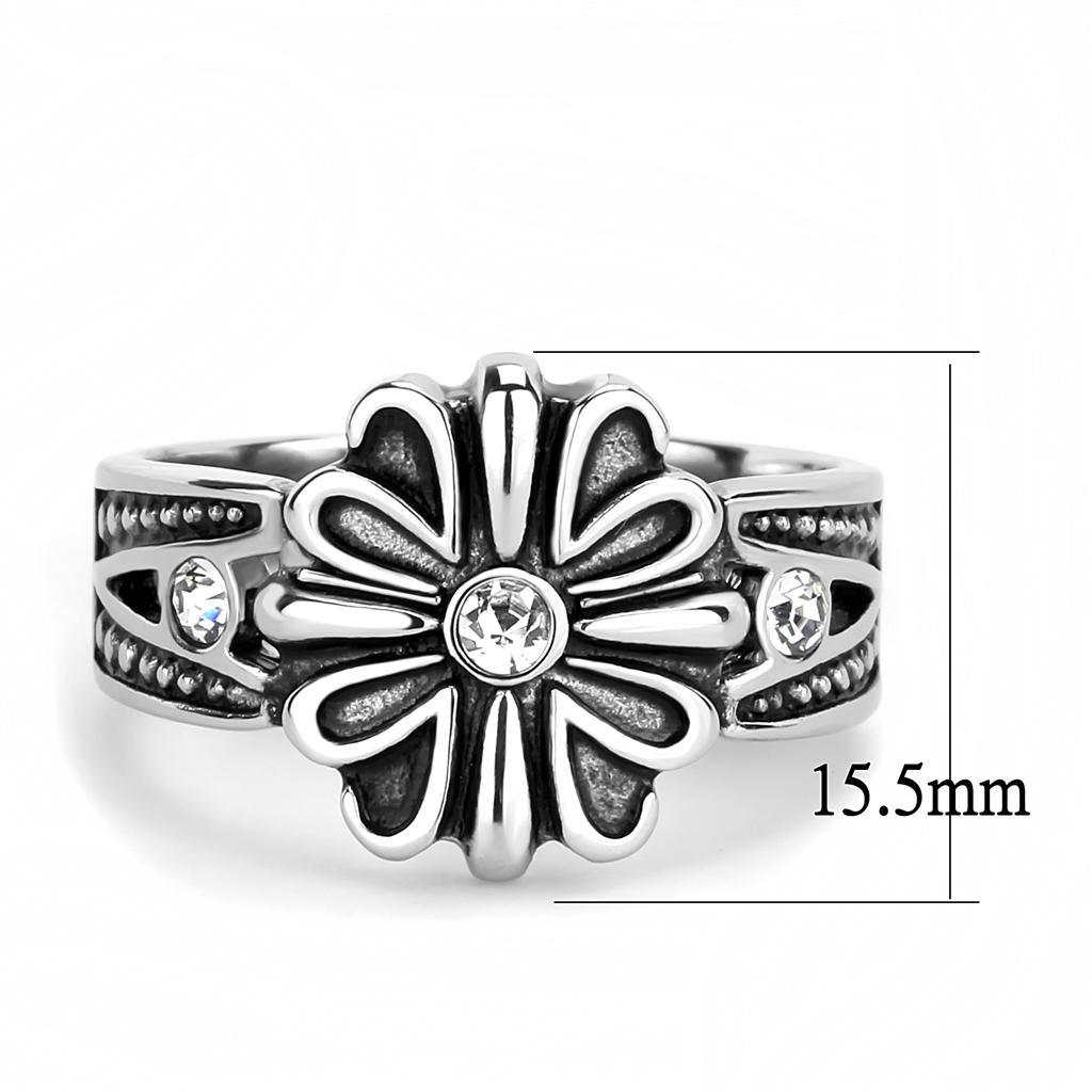 TK3462 - High polished (no plating) Stainless Steel Ring with Top