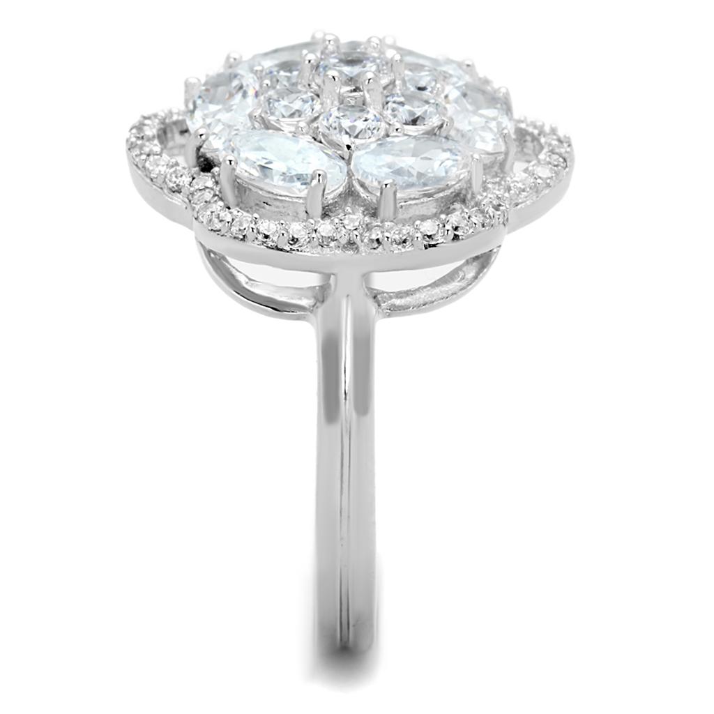 TS180 - Rhodium 925 Sterling Silver Ring with AAA Grade CZ  in Clear