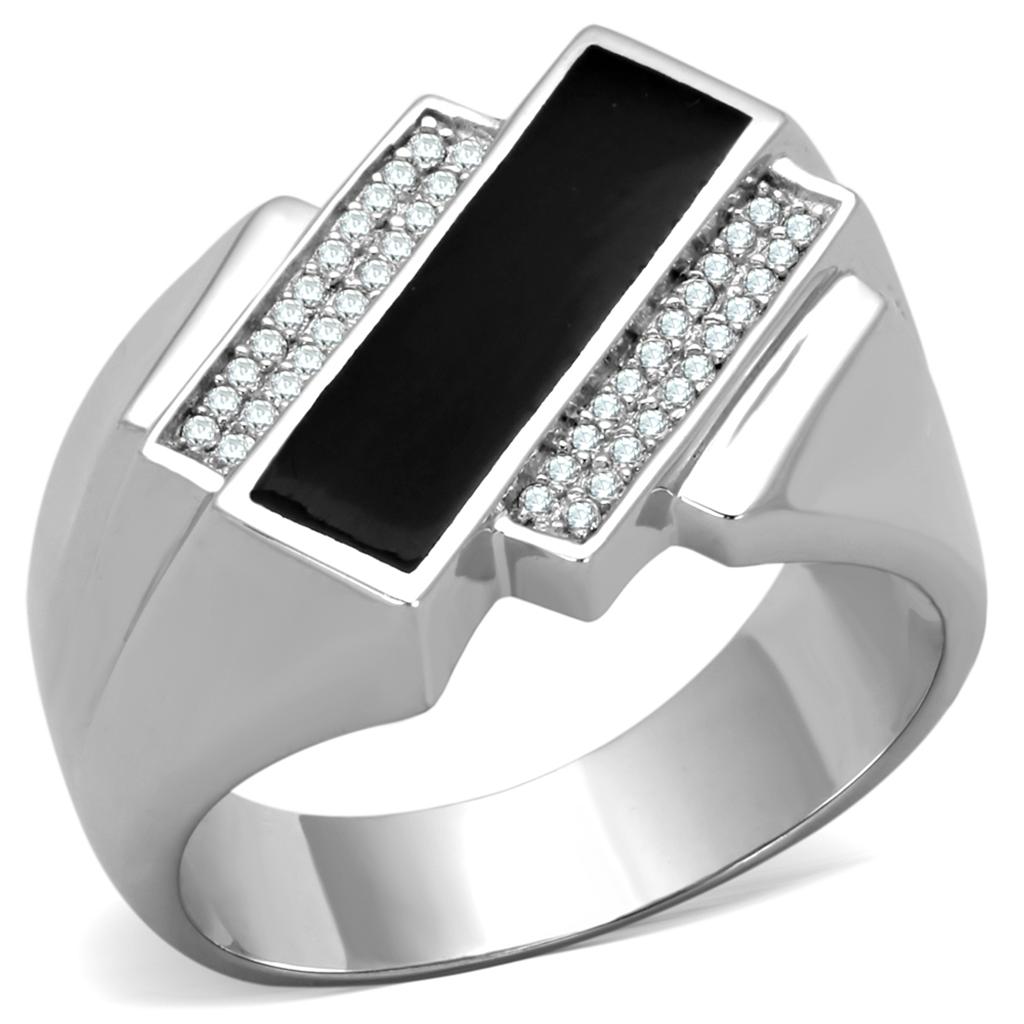 TS218 Rhodium 925 Sterling Silver Ring with AAA