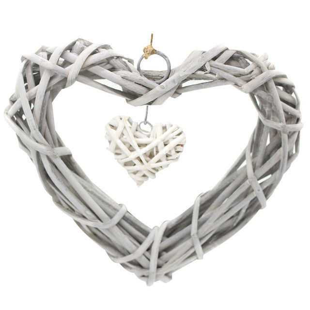 Wicker Rattan Hanging Heart Wreath Wedding