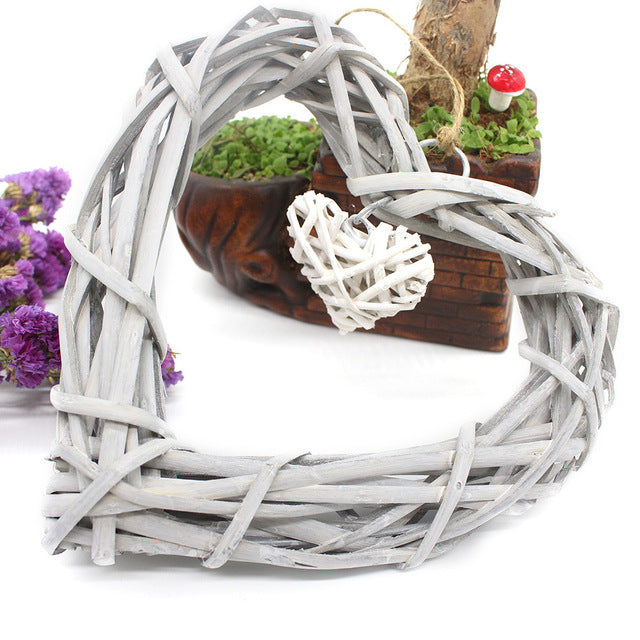 Wicker Rattan Hanging Heart Wreath Wedding