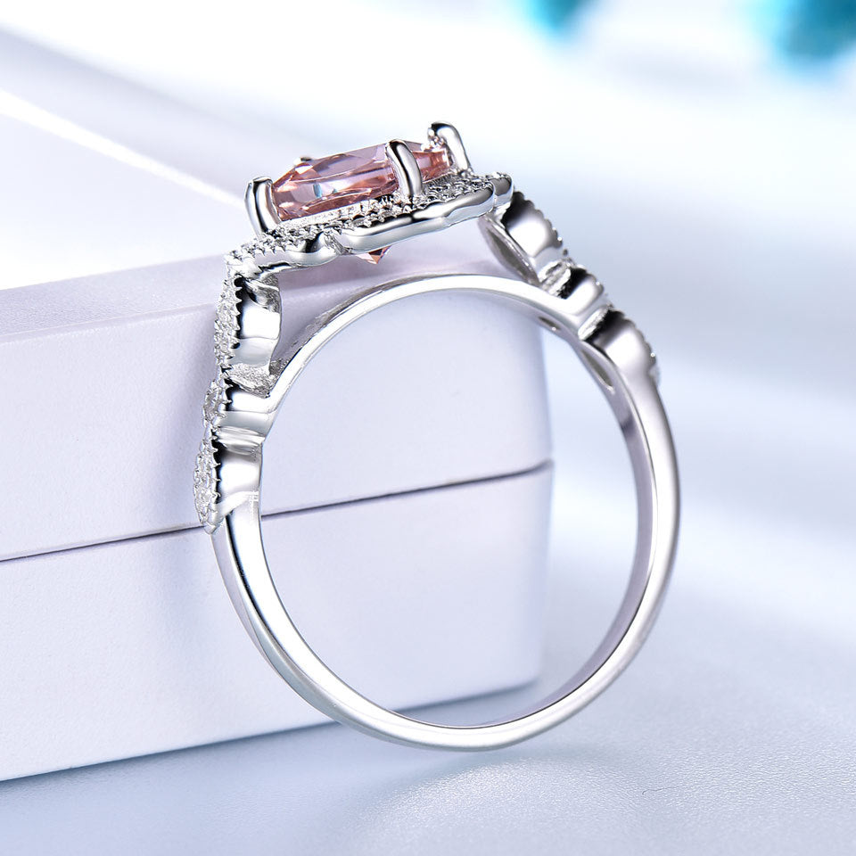 Luxury Morganite Sterling Silver Ring