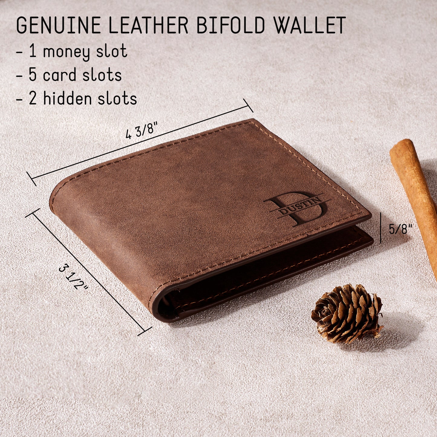 Men's Personalized Genuine Leather Bifold Wallet