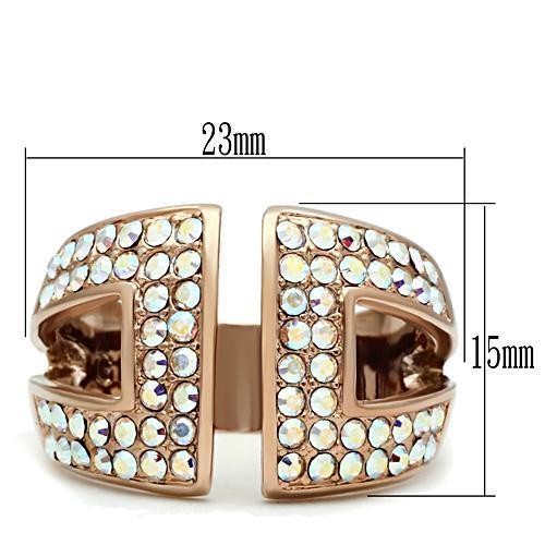 Rose Gold (Ion Plating) Brass Ring with Top Grade Crystal