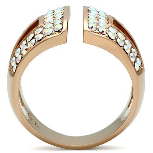 Rose Gold (Ion Plating) Brass Ring with Top Grade Crystal