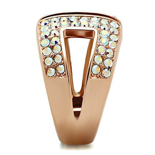 Rose Gold (Ion Plating) Brass Ring with Top Grade Crystal