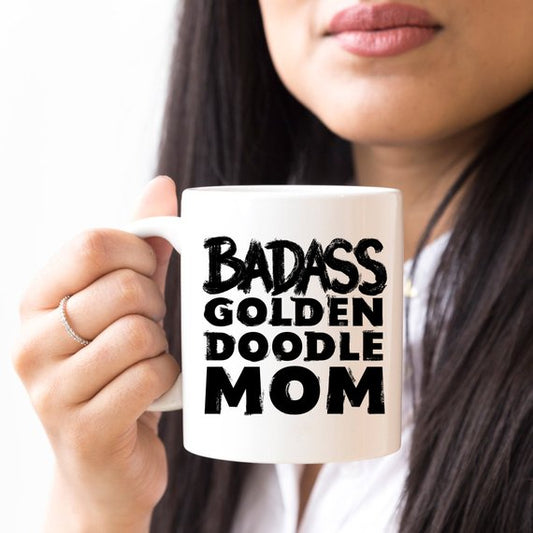 Funny Goldendoodle Mug - Badass Goldendoodle MOM -