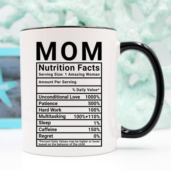 Mother's Day Coffee Mug - Mom Nutrition Facts