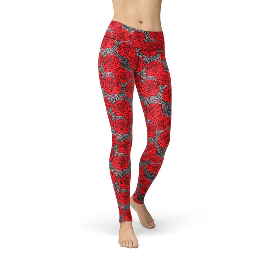 Jean Drawn Roses Leggings