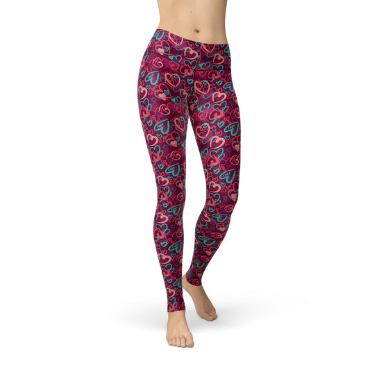 Jean Magenta Hearts Leggings