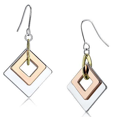 LO2676 - Rhodium + Gold + Rose Gold Iron Earrings