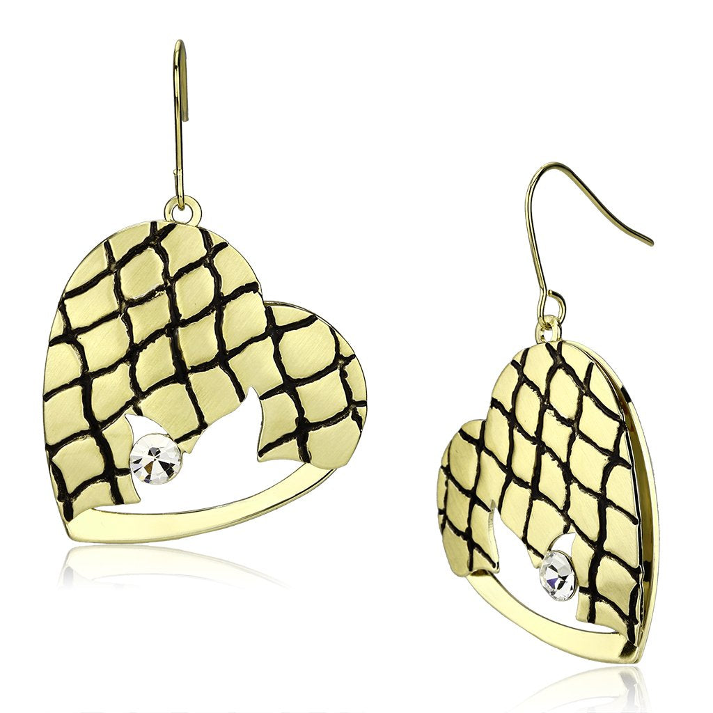 Matte Gold & Gold Iron Earrings with Top Grade Crystal LO2688