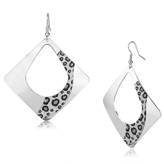 LO2718 - Rhodium Iron Earrings Leopard Design