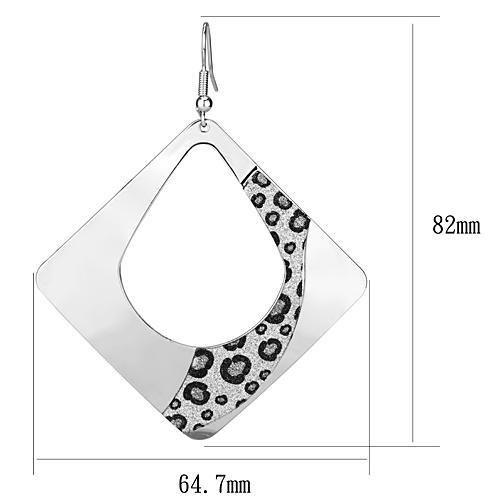 LO2718 - Rhodium Iron Earrings Leopard Design