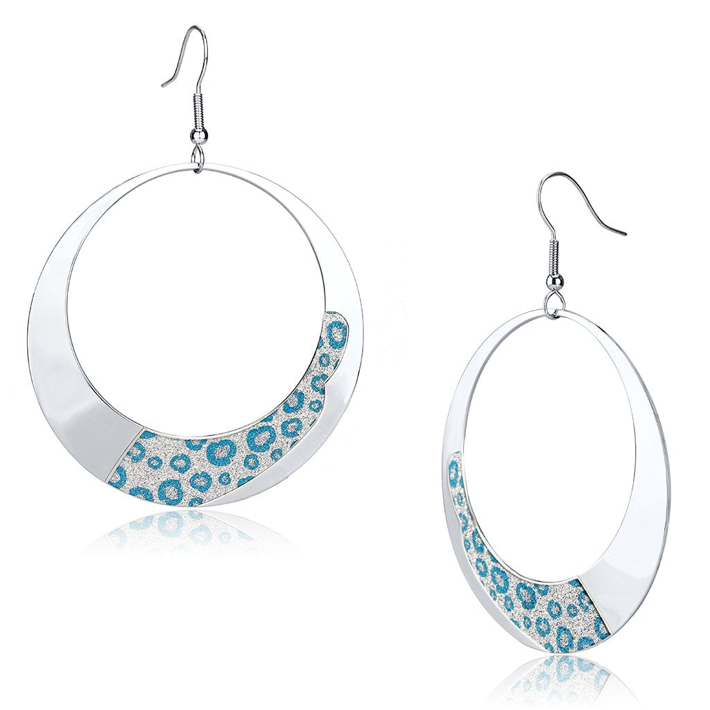 Aqua Leopard Rhodium Iron Earrings LO2728