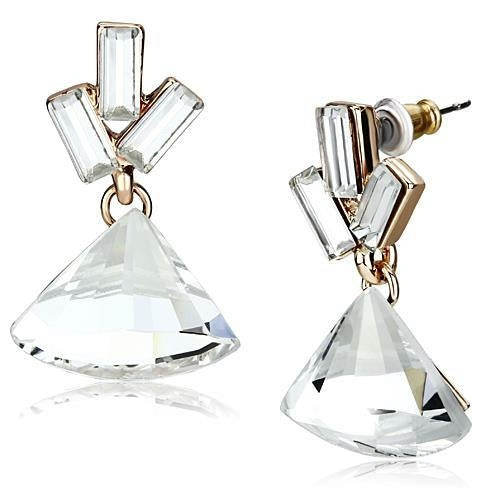 LO2751 - Rose Gold Iron Earrings with Top Grade Crystal in Clear