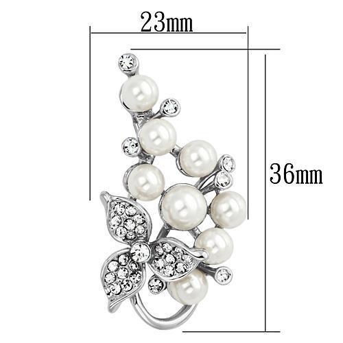 LO2852 - Imitation Rhodium White Metal Brooches with Synthetic Pearl