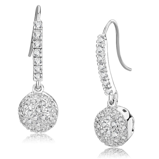 Rhodium Brass Earrings with AAA Grade CZ  in Clear