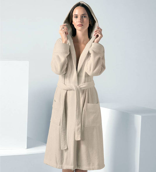 Women's Hooded Turkish Cotton Terry Cloth Robe