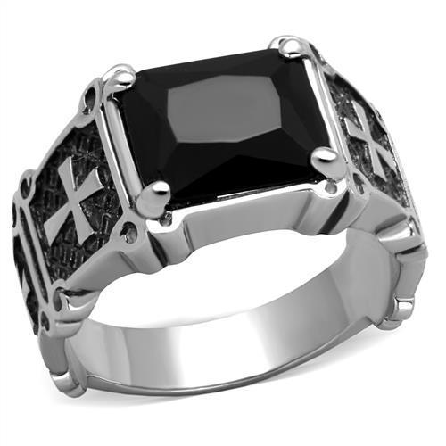 High polished (no plating) Stainless Steel Ring with Cross Design