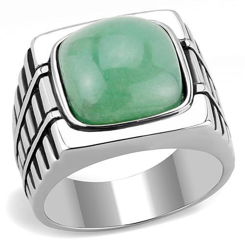 Green Stone High polished (no plating) Stainless Steel Ring