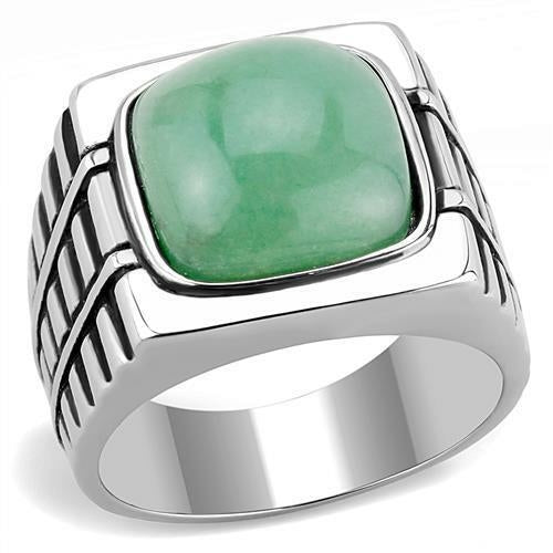 Green Stone High polished (no plating) Stainless Steel Ring